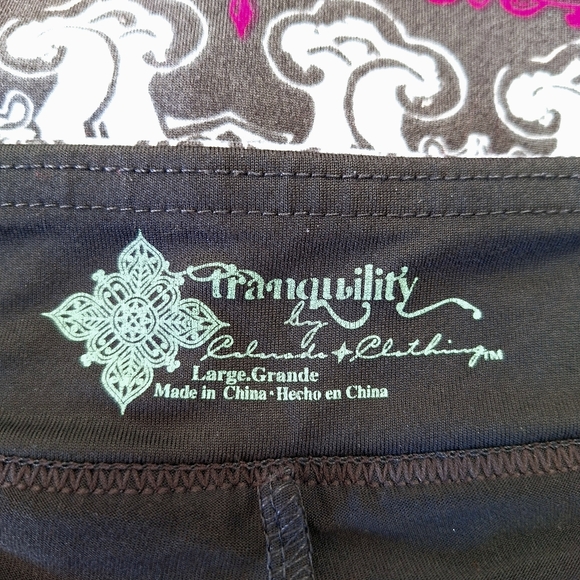 Tranquility Floral Lotus Striped Athletic Athleisure Sporty Skirt Skort Sz L - Picture 6 of 7